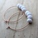 Rose Gold Hoops With White Jade - White Gemstone Hoops, Rose Gold Earrings, Summer Fashion