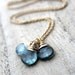 Moss Aquamarine Necklace, March Birthstone Trio Drop Charm Necklace In 14K Gold Filled, Blue Fashion