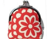 Cherry Red Floral Small Frame Coin Purse