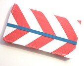 Coral Chevron Iphone - Cell Phone Wallet - Chevron Print - Coral and White - Smart Phone Wallet - Custom Size