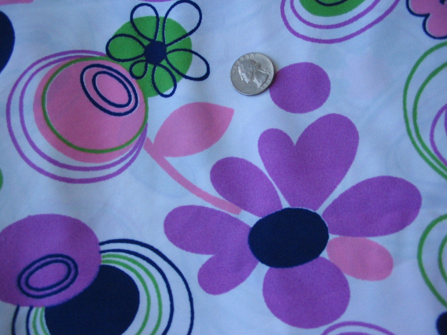 Purple Pink and Green Flowers with small pink flowers 1960s