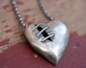 Sutured Heart necklace silver alloy sterling silver chain