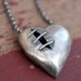 Sutured heart necklace sterling silver