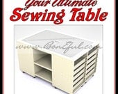 BonEful TABLE Studio Sewing Room Decorator Serger Embroidery Boutique Designer Organizer Cotton Fabric Space Saver Drawer Cutting Quilting