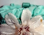 Vintage Lace, Millinery Fllower, Ruffled Ribbon Wrist Cuff - Lush
