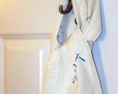 Linen Scarf SUMMER ROMANCE linen blend scarf, hand painted,script, ivory, Summer, Spring, Words, French Blue