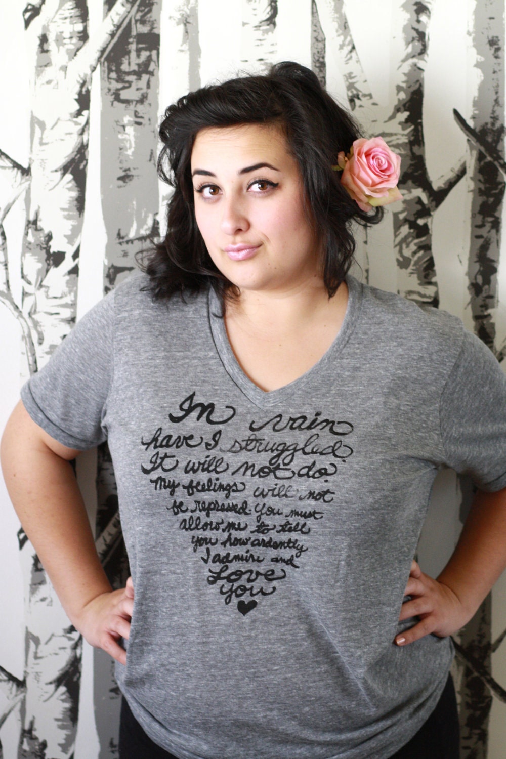 Mr. Darcy's Proposal T Shirt. Eco-Friendly Unisex in Gray/Large