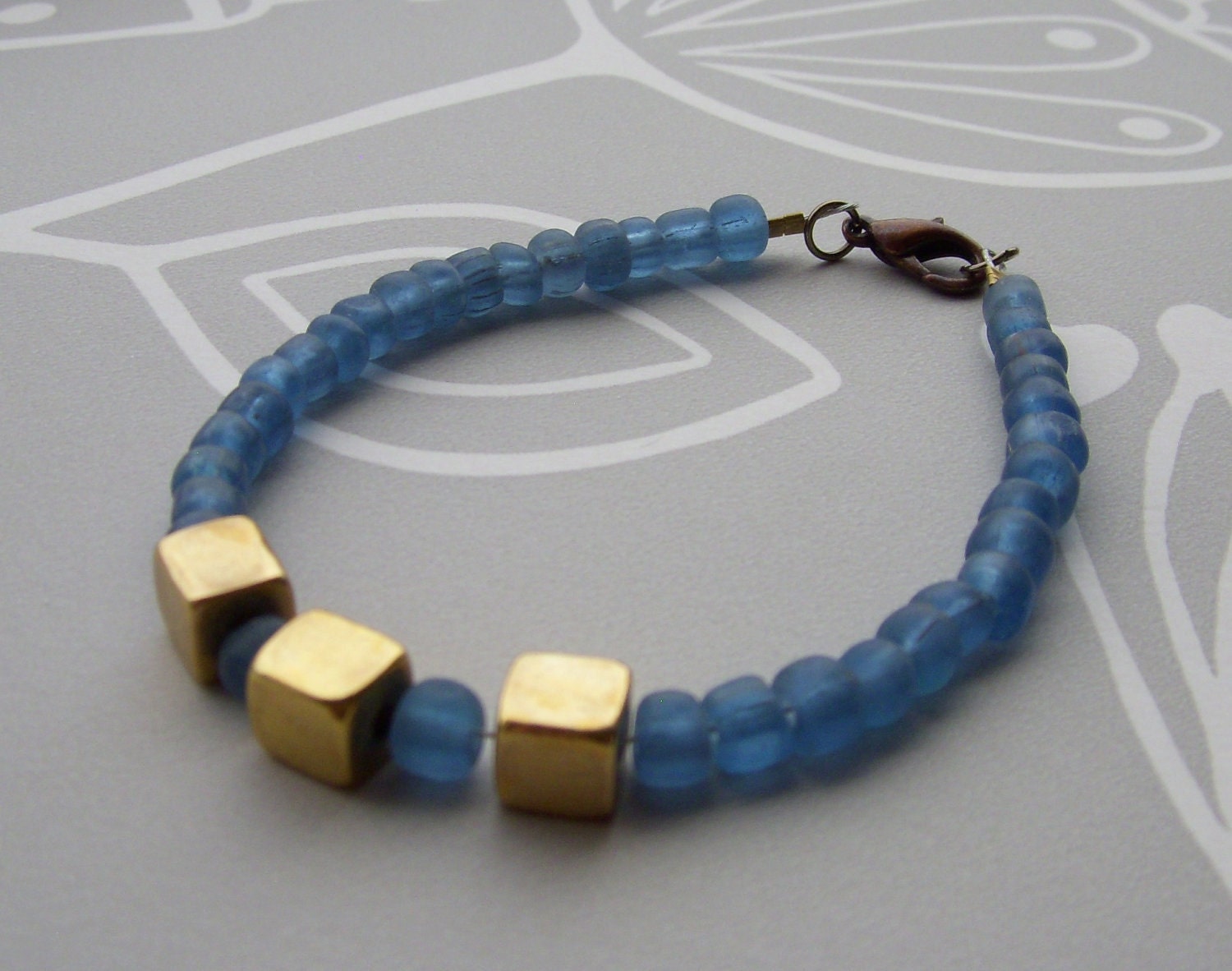 Blue Glass Beaded Bracelet