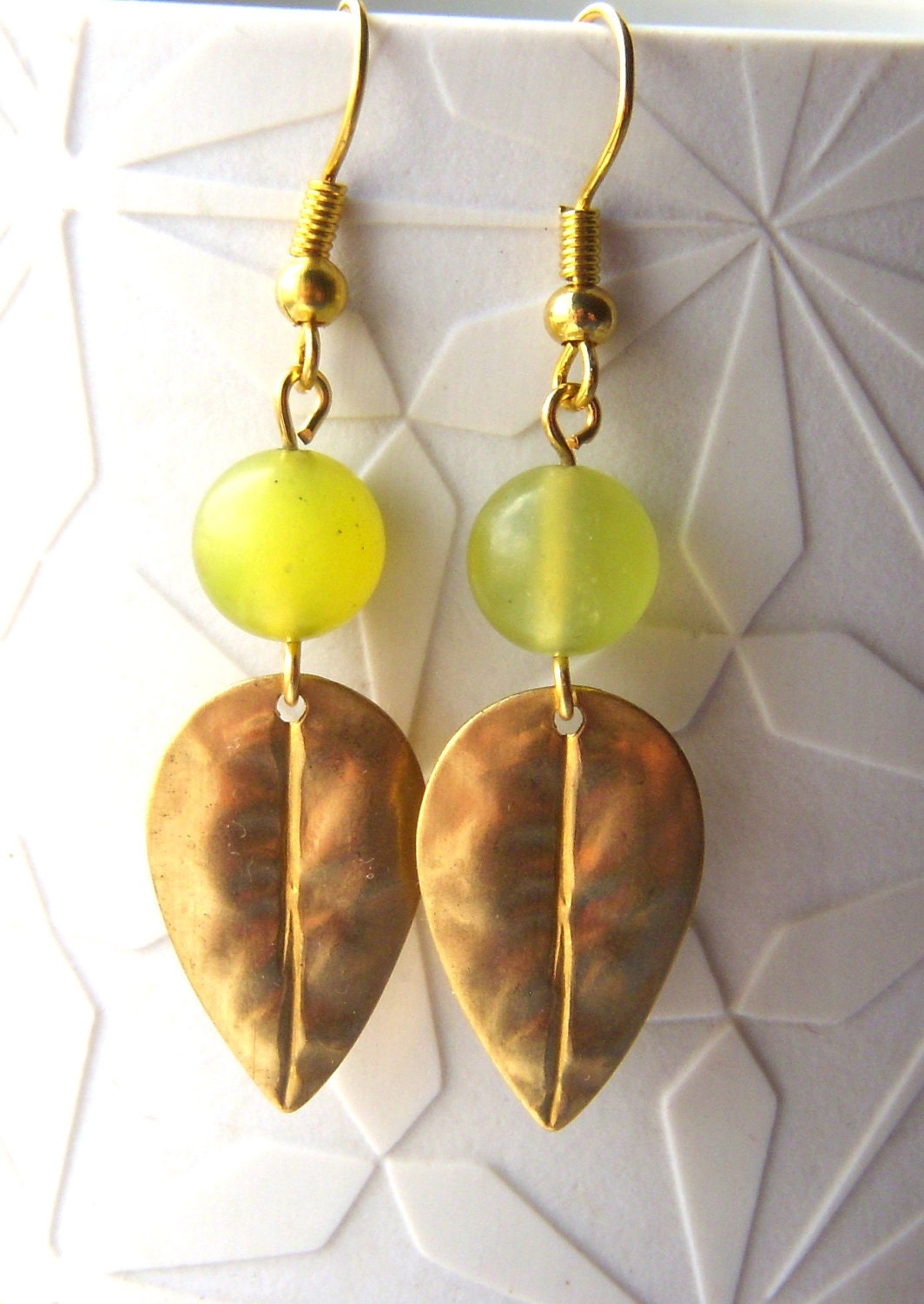 Brass leaf earrings