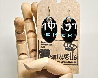 Recycled Jewelry Monster Drink Oval Earrings