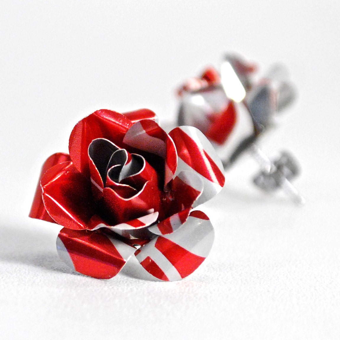 Recycled Jewelry Rose Post Earrings