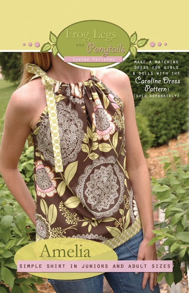 PDF Sewing Pattern Ebook Shirt Women Juniors - Amelia Shirt - Frog Legs and Ponytails