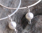 Freshwater pearl sterling silver non-pierced slip on hoop earrings