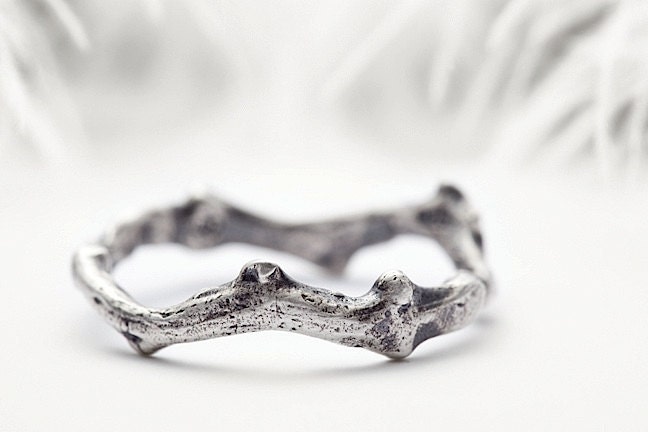 mens sterling silver ring, rough coral branch inspired wedding band - Shipwrecked in Heaven