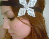 STELLA beaded sparkling jewel applique four diamond leaf headband by Mixbaby