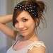 BLACK WHITE HOBO Polka Dot expandable bandanna scrunch headband by Mixbaby