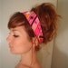 DISCO FUNK Wide dress HEADBAND 70s Pink Black Stretch spandex hair tie wrap work out