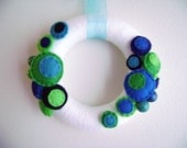 Yarn Art Wreath - The Mini Peacock - Dot and Bauble - Polka Dots Teal Black Blue Lime