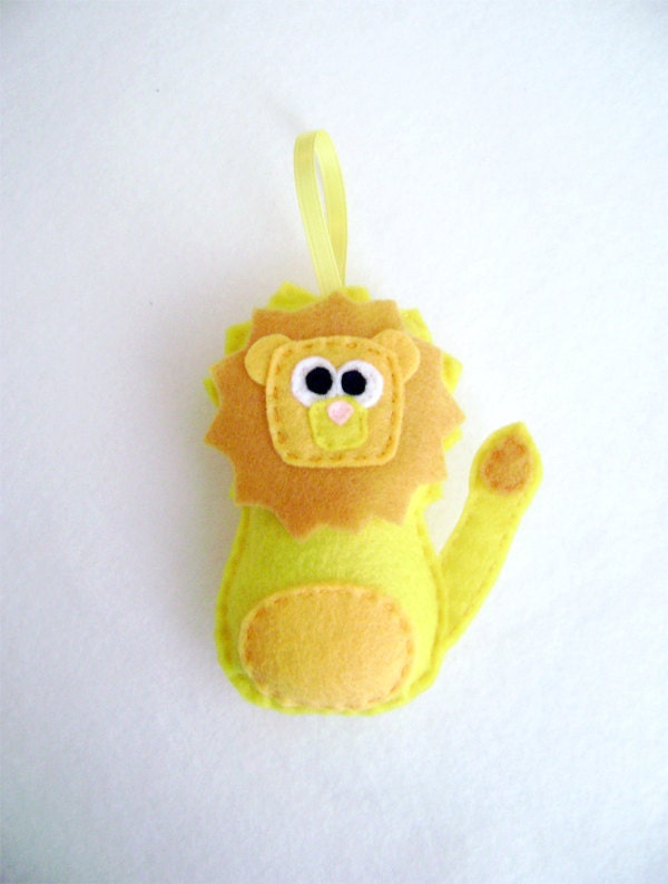 Christmas Felt Ornament - Lambert the Yellow Lion - Made to order