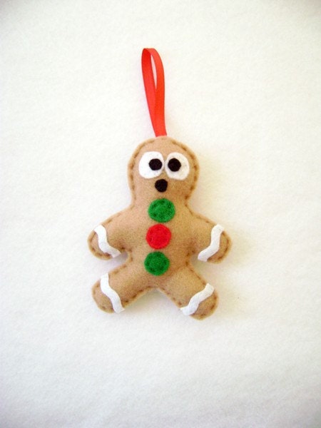 Felt Holiday Ornament - Gilbert the Gingerbread Man