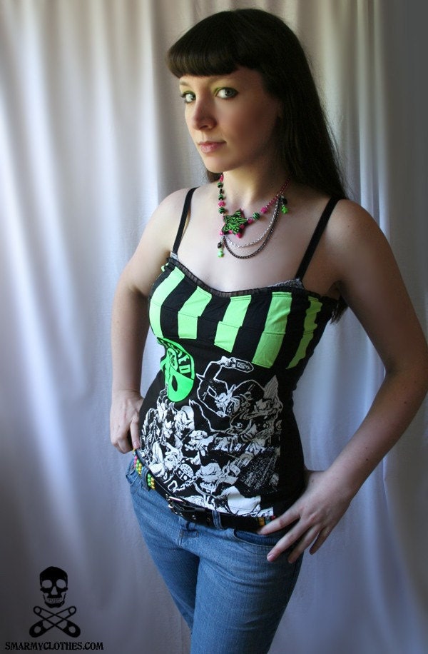 Demented Are Go striped psychobilly corset top - smarmyclothes punk