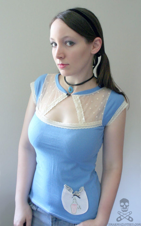 Alice in Wonderland custom lolita shirt handmade to order - Drink Me - smarmyclothes kawaii diy