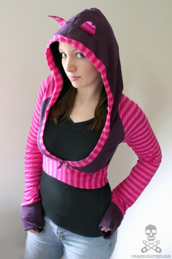 Cheshire Cat Alice in Wonderland custom hoodie shrug handmade to order - smarmyclothes kawaii diy