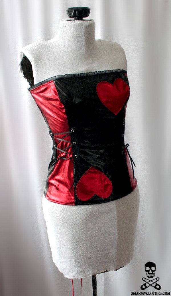 custom metallic Queen of Hearts corset top - handmade to your size - smarmyclothes Alice in Wonderland
