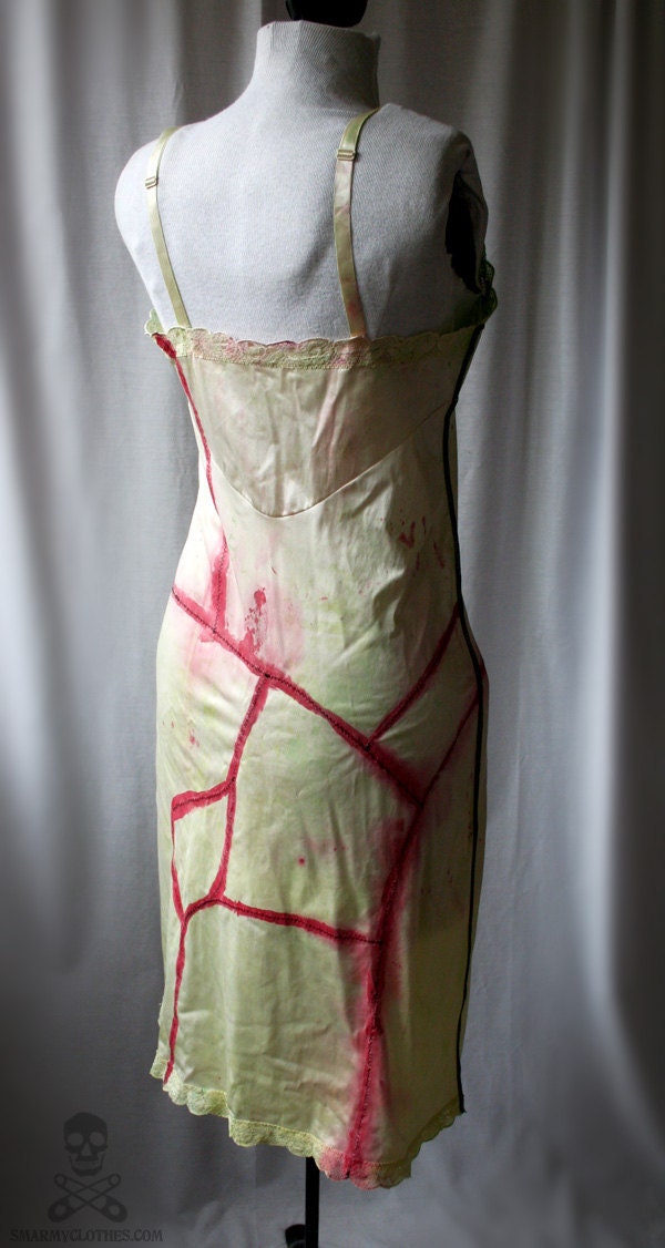 Blood n Stitches zombie slip dress Halloween costume - smarmyclothes horror diy