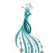 Shy Peacock, 8x10 Modern Bird Art Print, Blue, Turquoise, Black