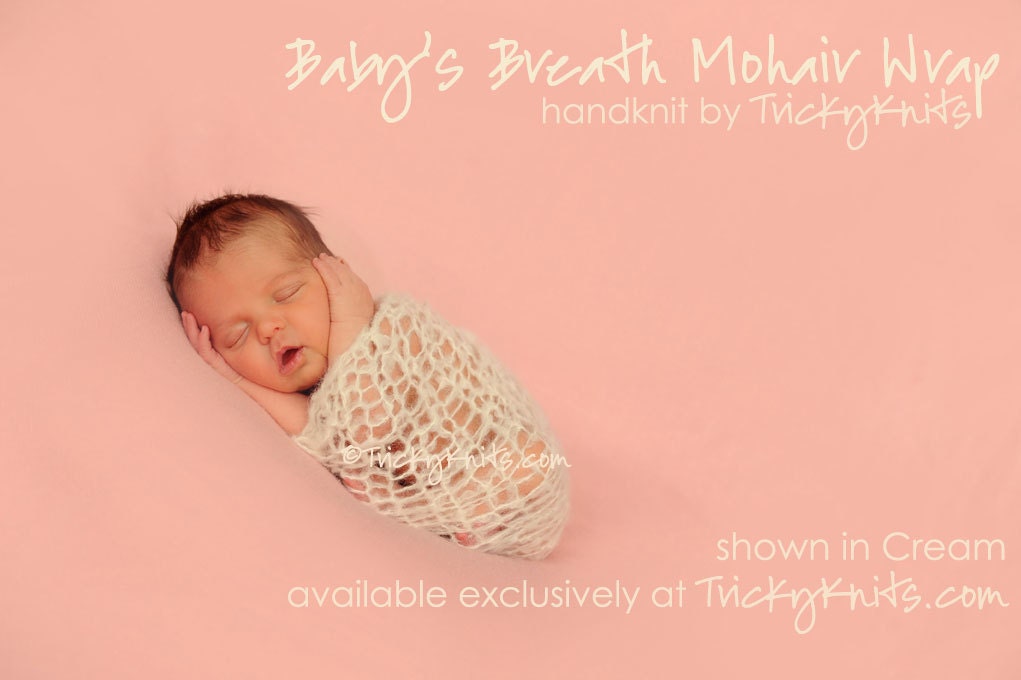 Baby Photo Prop Handknit Mohair Lace Infant Blanket Swaddler Wrap Cocoon in Cream Custom Professional Newborn Photography Prop