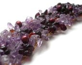 Mosaic Pendant of Purple Amethyst, Garnet and Pearls - Statement Necklace - The Color of Her Favorite Dream