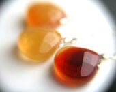 Orange Necklace . Gemstone Necklaces . Orange Bridesmaid Sets . Carnelian Tear Drop Necklace . Wire Wrap Necklace - Adirondack Collection