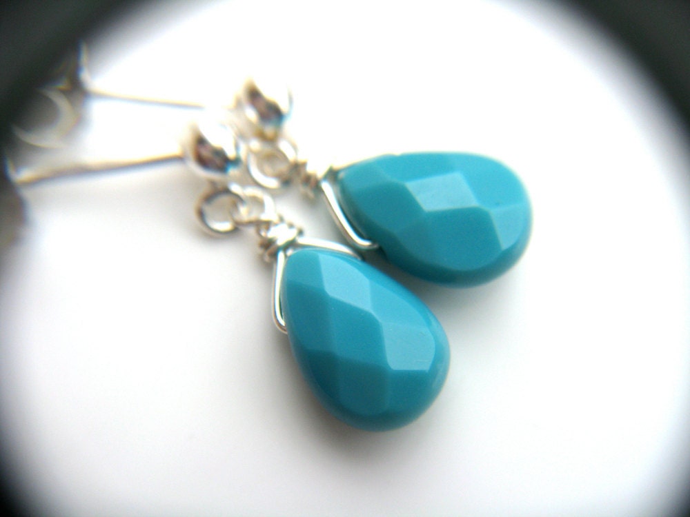 Turquoise Stud Earrings . Turquoise Drop Earrings . Silver Posts . Turquoise Bridesmaid Sets . December Birthday - Mermaid Collection
