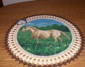 Crocheted Palamino Horse Doily 23 inches