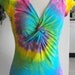 Tie Dye Pastel Rainbow Shirt with Twisted Front