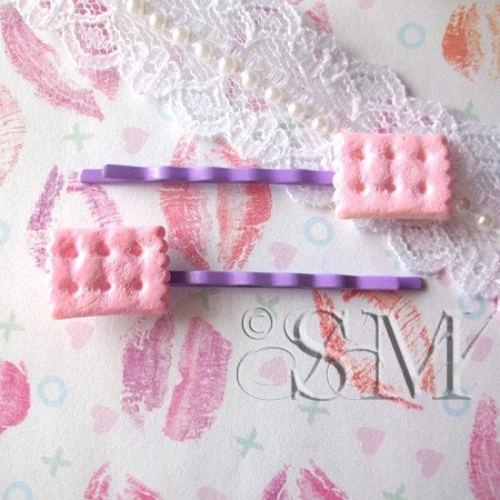 Strawberry Wafers - kawaii hairpins