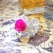 Bright Pink Rose - kawaii white filigree ring
