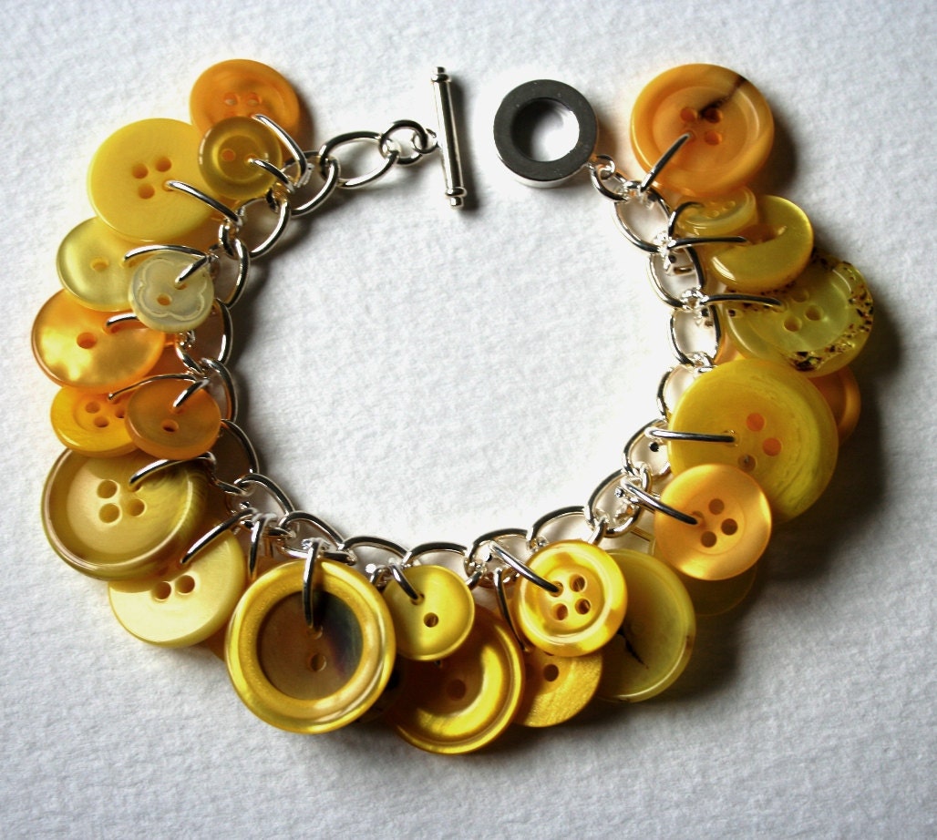 Lemon Yellow Button Bracelet