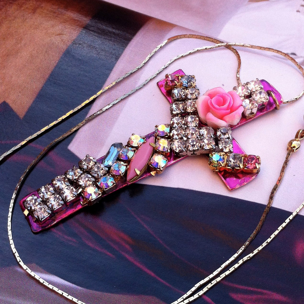 Rhinestone Cross -Bohemian Gypsy Style-Large