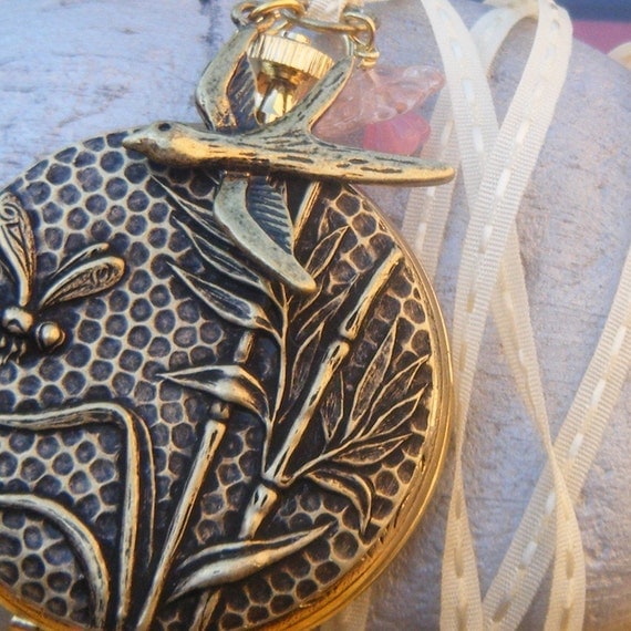 Reeds In The Wind Pill Box Locket -Pocket Watch Style