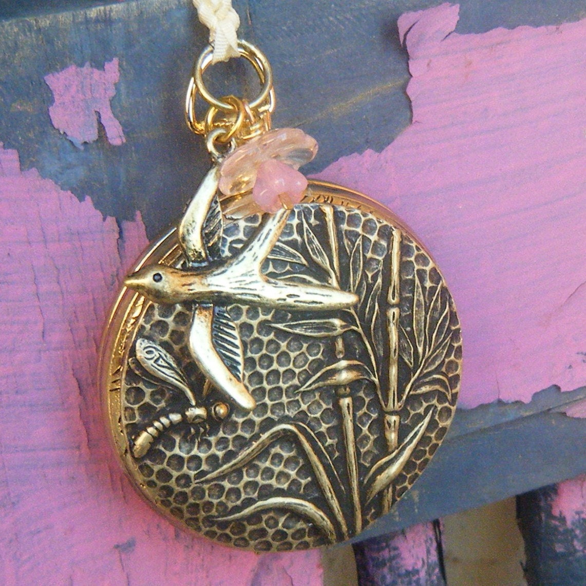 Reeds In The Wind Pill Box Locket -Pocket Watch Style