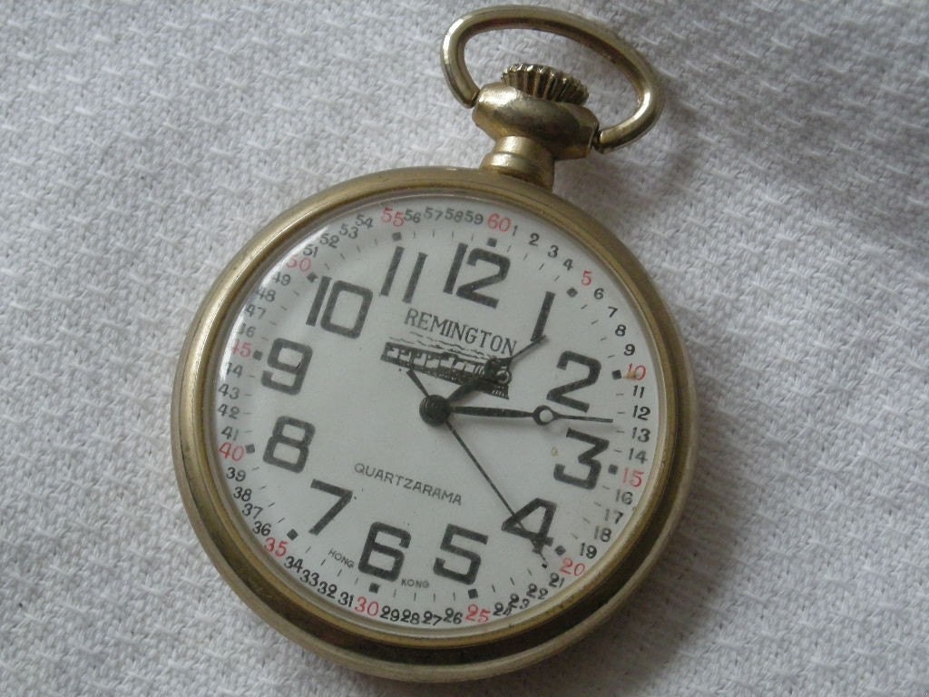 vintage Remington Pocketwatch train by WhitebirdArtiques on Etsy
