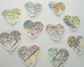 set of 20 map heart stickers