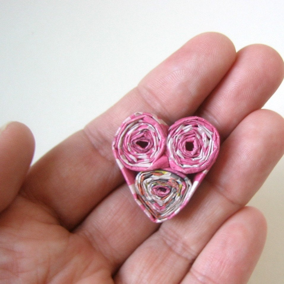 Sweet Pink Eco-Chic Phone Book Page - Heart Pin for Spring
