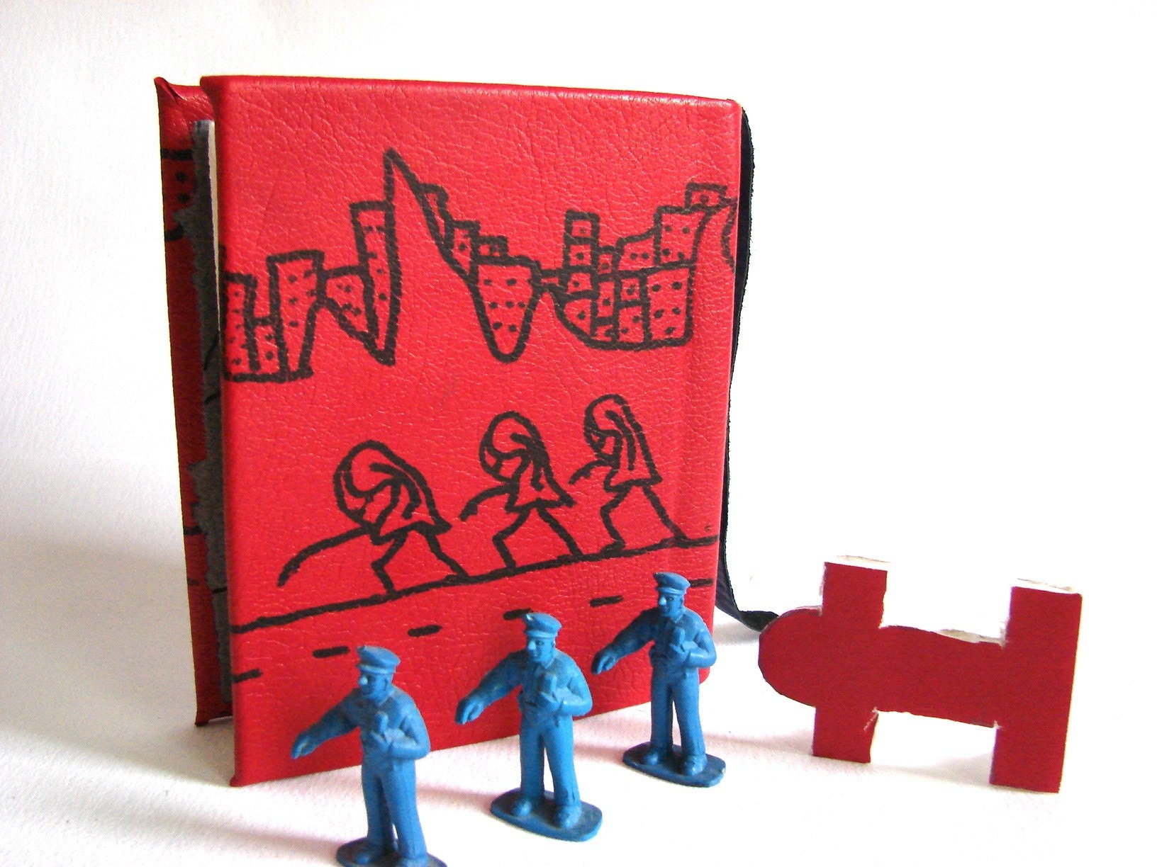 Sale Red Leather Journal by Strikebooks bookbinding original art