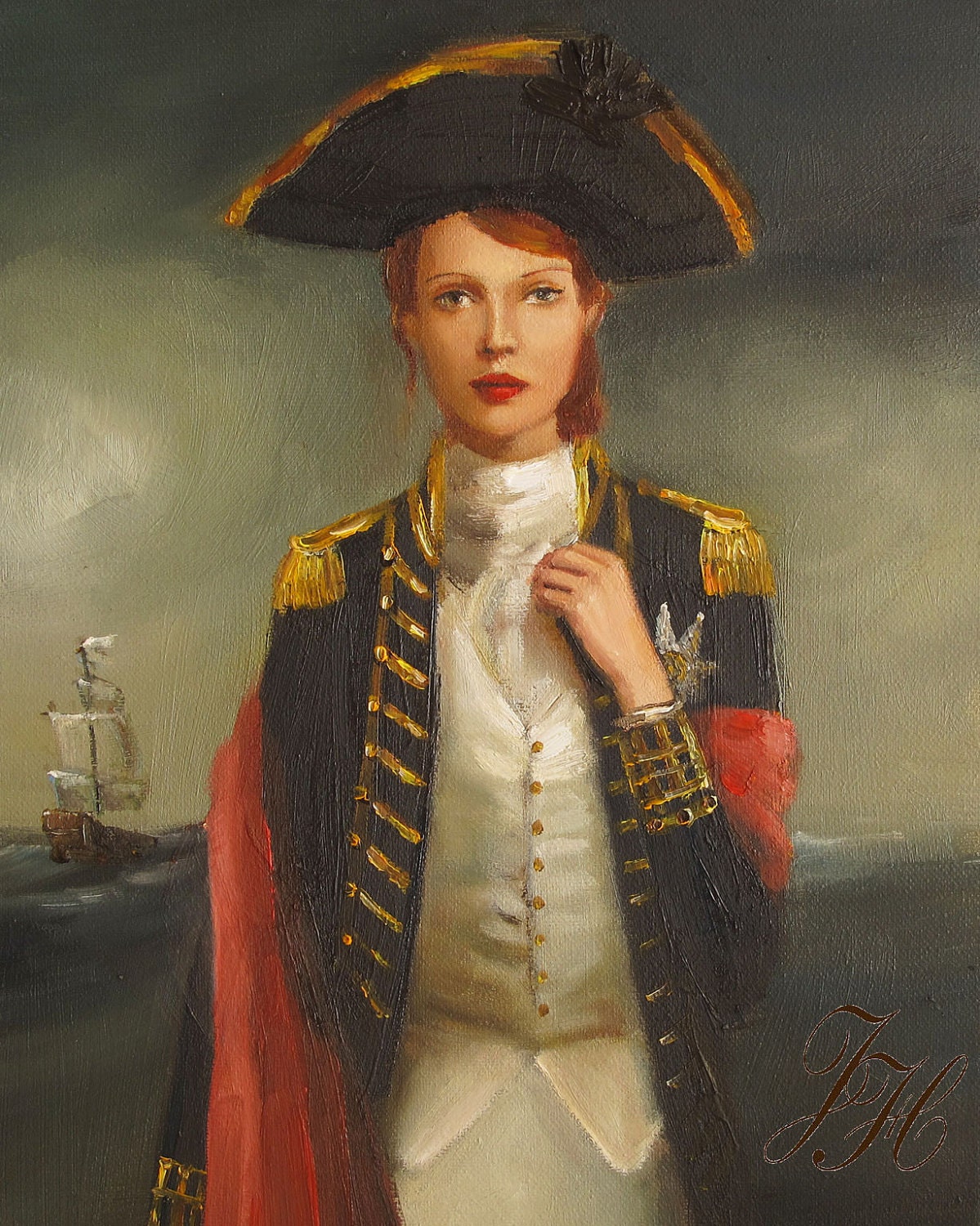 Portrait- Her Face Launched A Thousand Ships- Art Print - janethillstudio