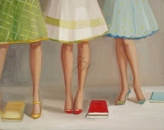Library Ladies- Figurative Print From Original Oil Painting