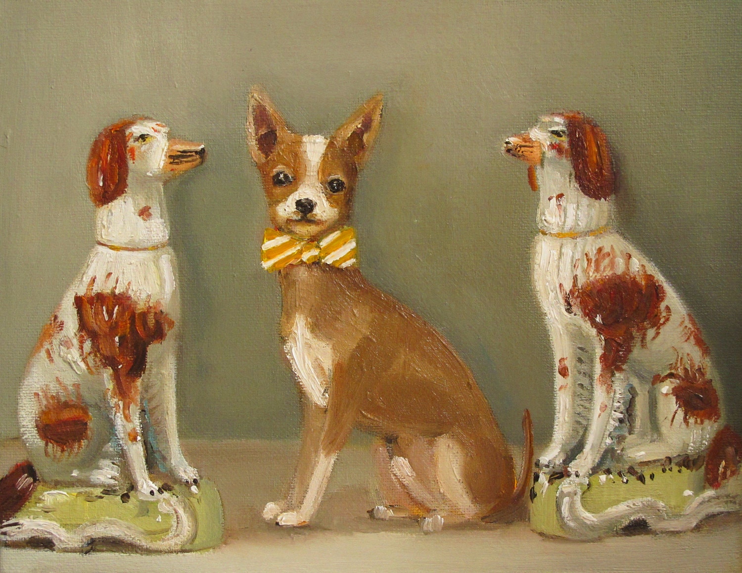 Walter Preferred The Quiet Company Of The Porcelain Dog Figurines- Animal Portrait Print