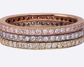 Micro Pave Diamond Eternity Band  -  Recycled Gold Wedding  -  Stacking Luxe